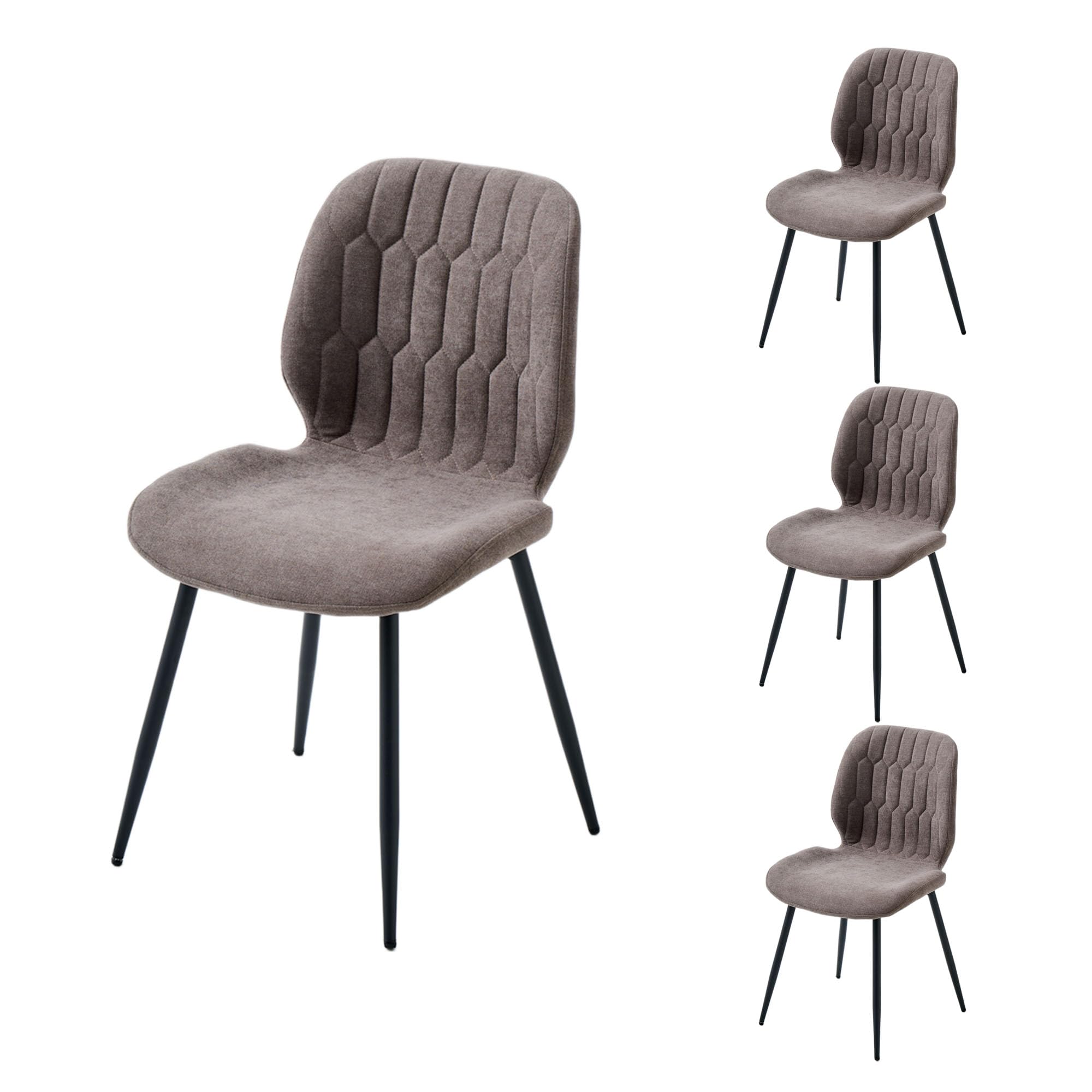 Juego de 4 sillas de Comedor de felpilla para Cocina, Asiento y Respaldo tapizados, ergonómicas, con Patas de Metal para Sala de Estar y Dormitorio, Color marrón