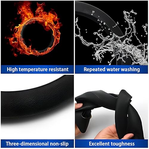 Miniatura 5 de AICEL Funda de silicona para volante de automóvil, protector suave antideslizante para volante de automóvil de 14 pulgadas, accesorios universales