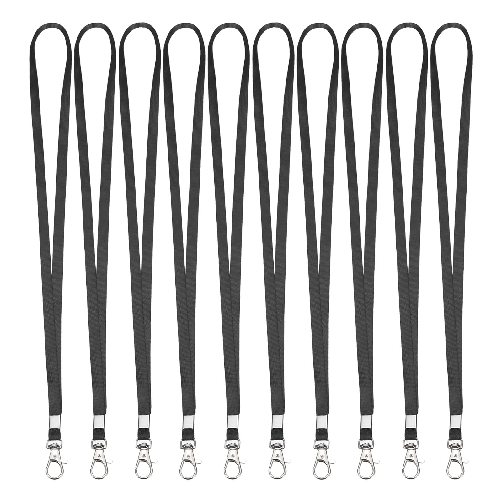 PATIKIL 10Pcs Lanyards Bulk, 43cm Badge Lanyard Neck Polyester with Lobster Clasp for ID Badge Keys Worker Name Tag Cruise Phone Events Office, Black