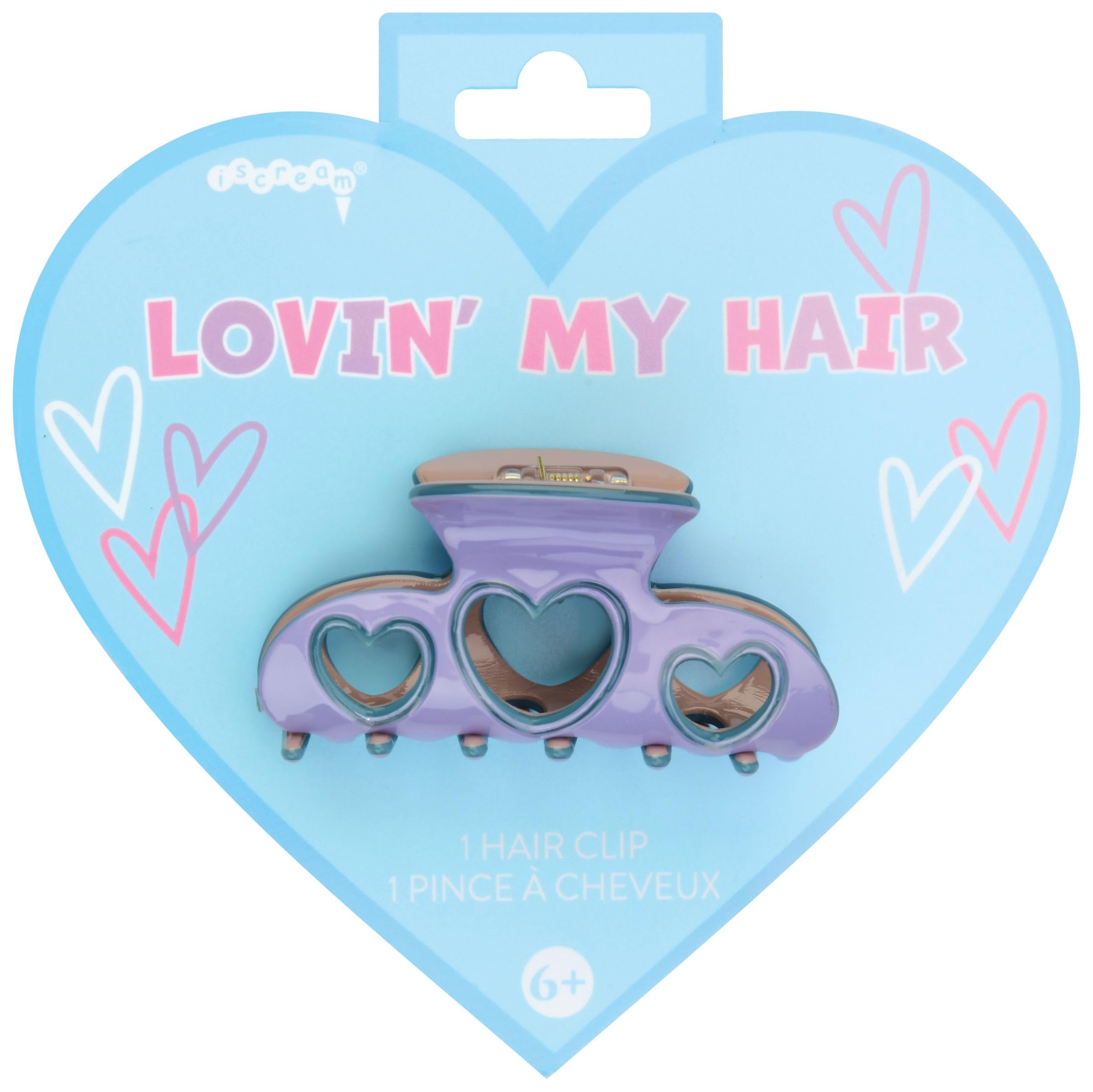 iscream4" Lovin' My Hair Claw Hair Clip - Purple Heart Cut-outs