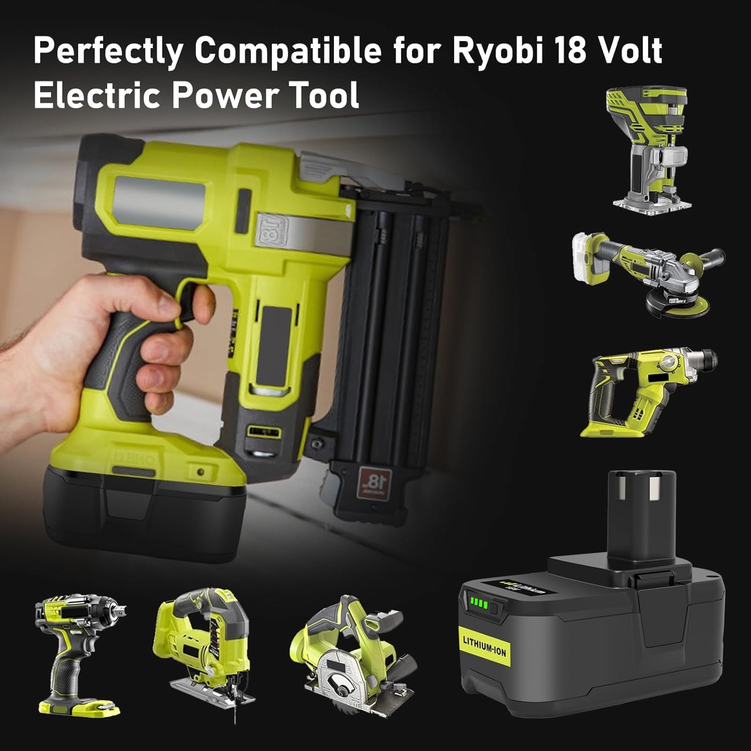 2X 18V 8.0Ah/8000mAh Batteries au Lithium pour Ryobi P108 RB18L40 P108 RB18L25 RB18L15 RB18L13 P107 P122 P104 P105 P102 P102 2003