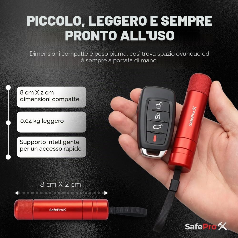 Martello di emergenza per auto, rompighiaccio e tagliacintura, strumento di salvataggio compatto per un rapido aiuto agli incidenti e la sicurezza durante gli spostamenti