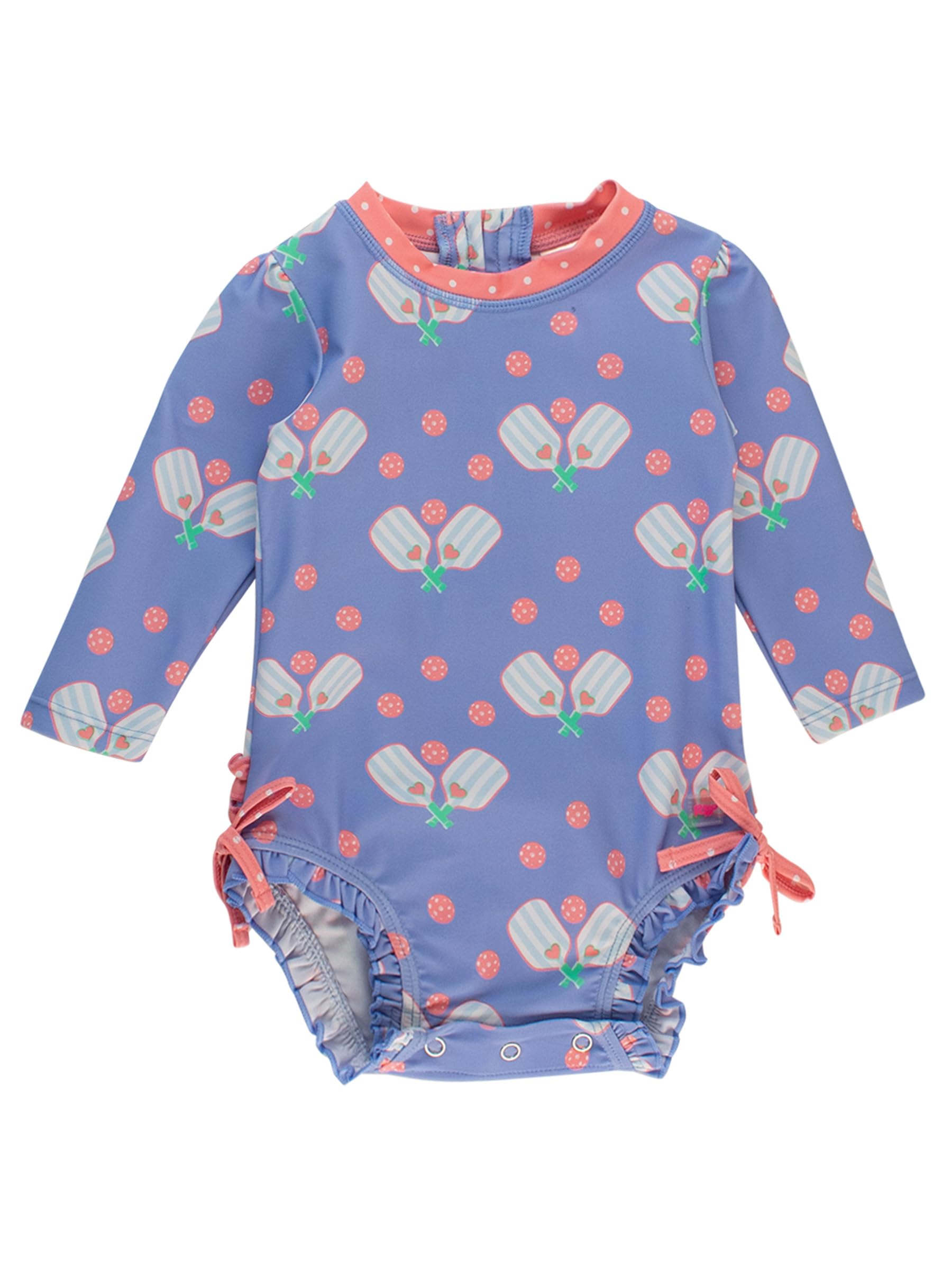RuffleButts Baby Girls Novelty Baby One Piece - Rash Guard Swimsuit UPF 50+