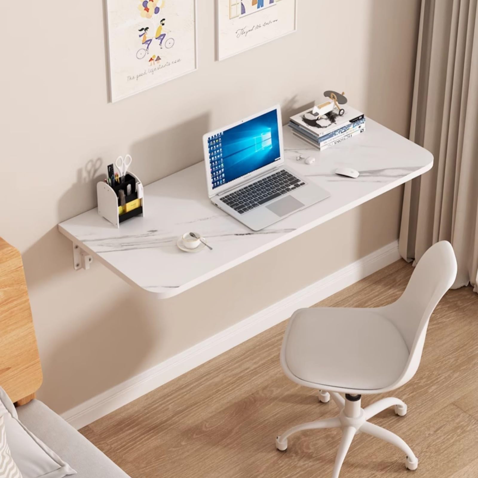 BAYTEWJX Wall Mounted Folding Computer Desk Kitchen Dining Table Wooden Wall Mounted Fold Down Desk Folding Wall-Mounted Drop-Leaf Table Easy To Install For Small Spaces Offices Study Restaurants.