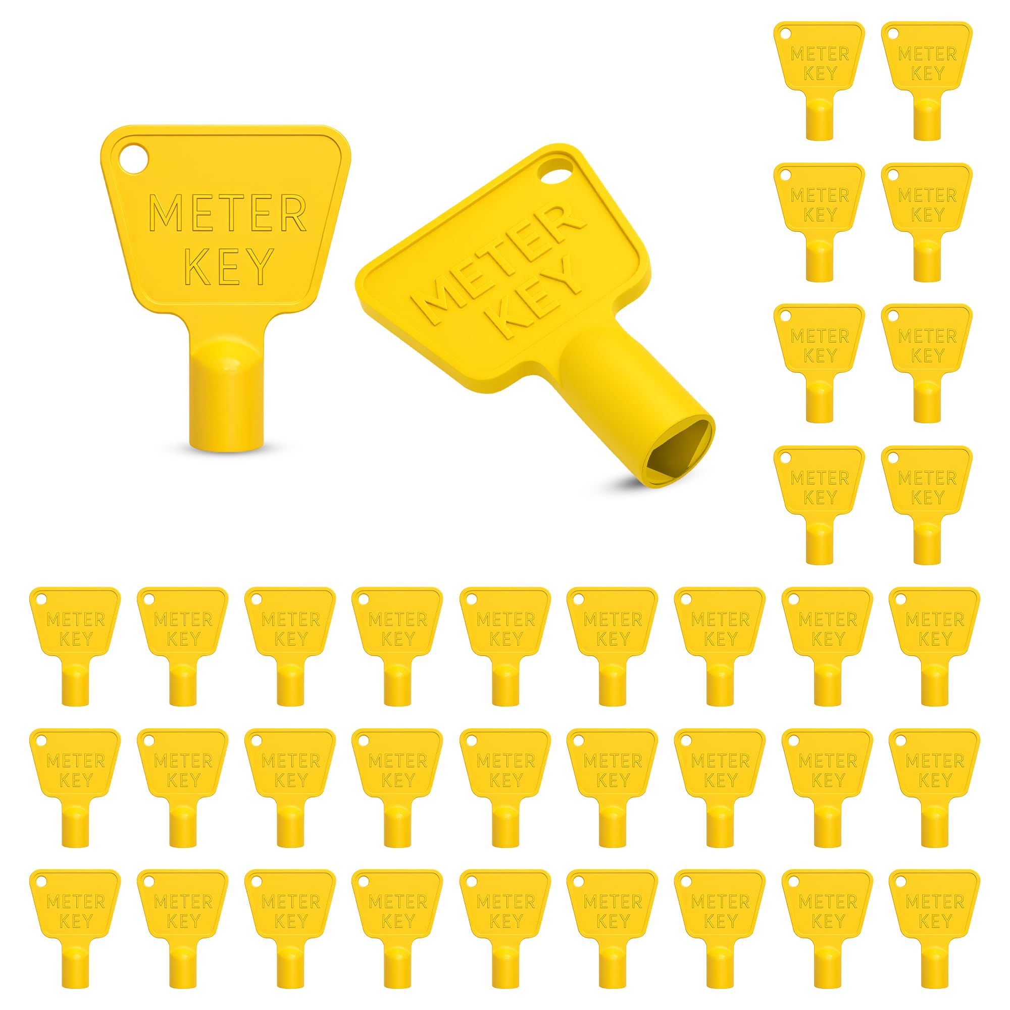 Trimming Shop 100 x Triangle Utility Gas Meter Box Keys UK, Gas & Electric Meter Key with Triangular Socket, Yellow Durable Plastic Cupboard Meter Key for Reading Commercial Bin Lock Access