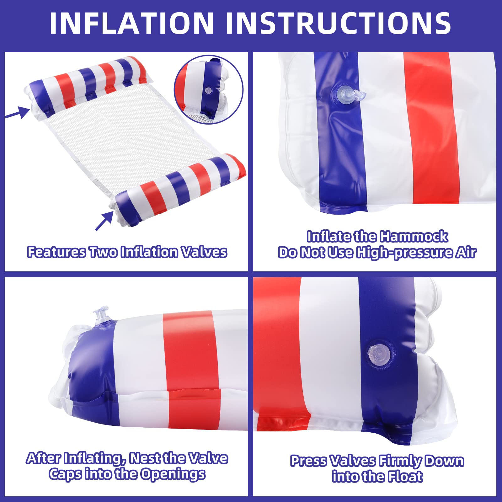 Inflatable Pool Float, 2Pack Adult Pool Floaties, MultiPurpose 4in1