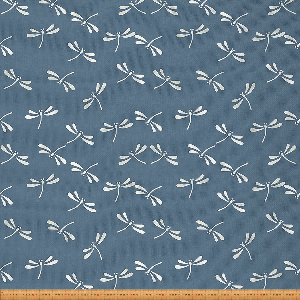 Dragonfly Upholstery Fabric White Dragonflies Decorative Fabric Wildlife Indoor Outdoor Fabric Flying Animal Waterproof Outdoor Fabric DIY Art Waterproof Fabric Blue White 3 Yards