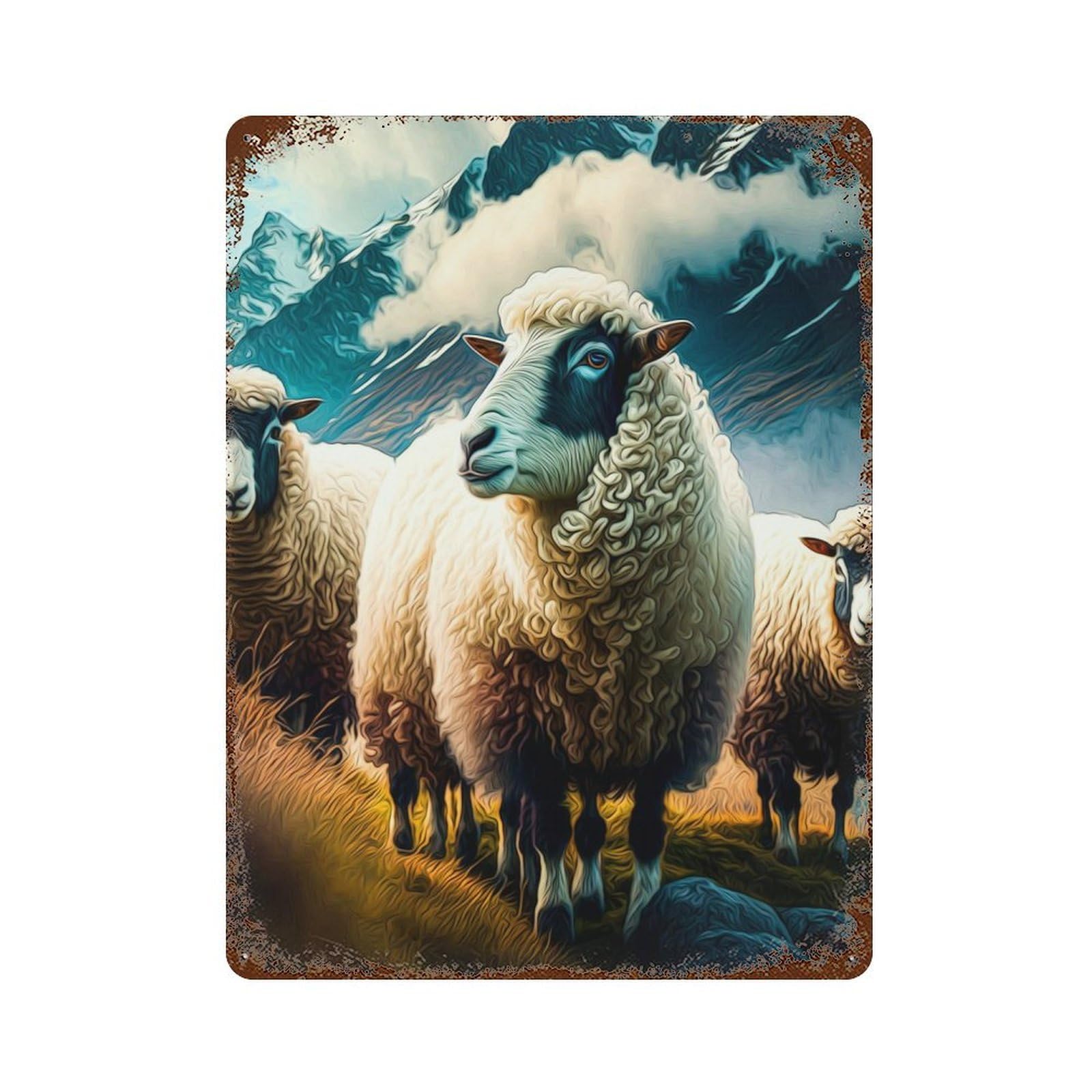 Sheep Retro Metal Sign 15.7"x11.8", Classic Wall Plaque for Garage, Pub Or Kitchen