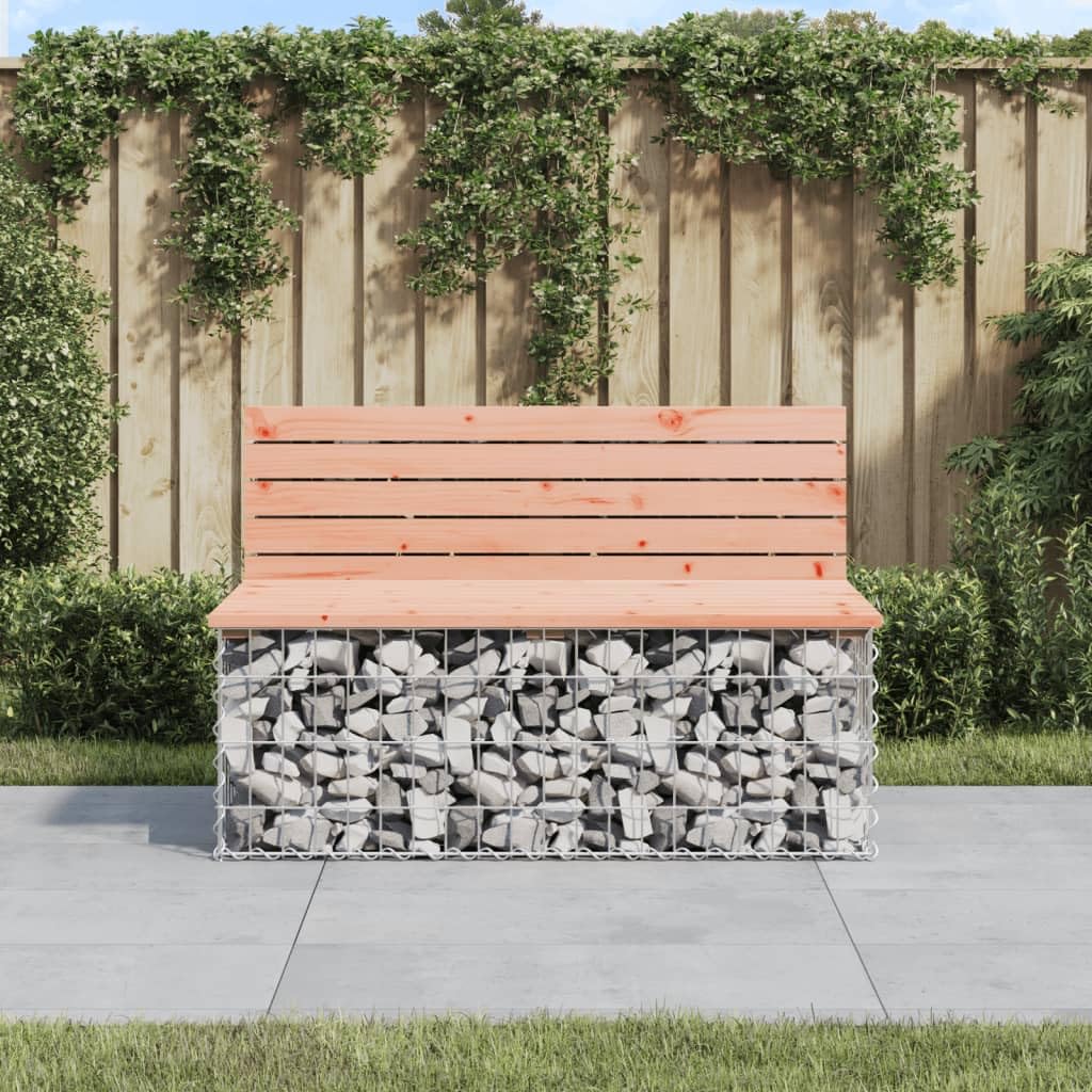 vidaXL Patio Bench - Unique Gabion Design - Solid Douglas Wood Seating - Galvanized Steel Base - Ideal for Outdoor Gardens, Backyards, and Patios
