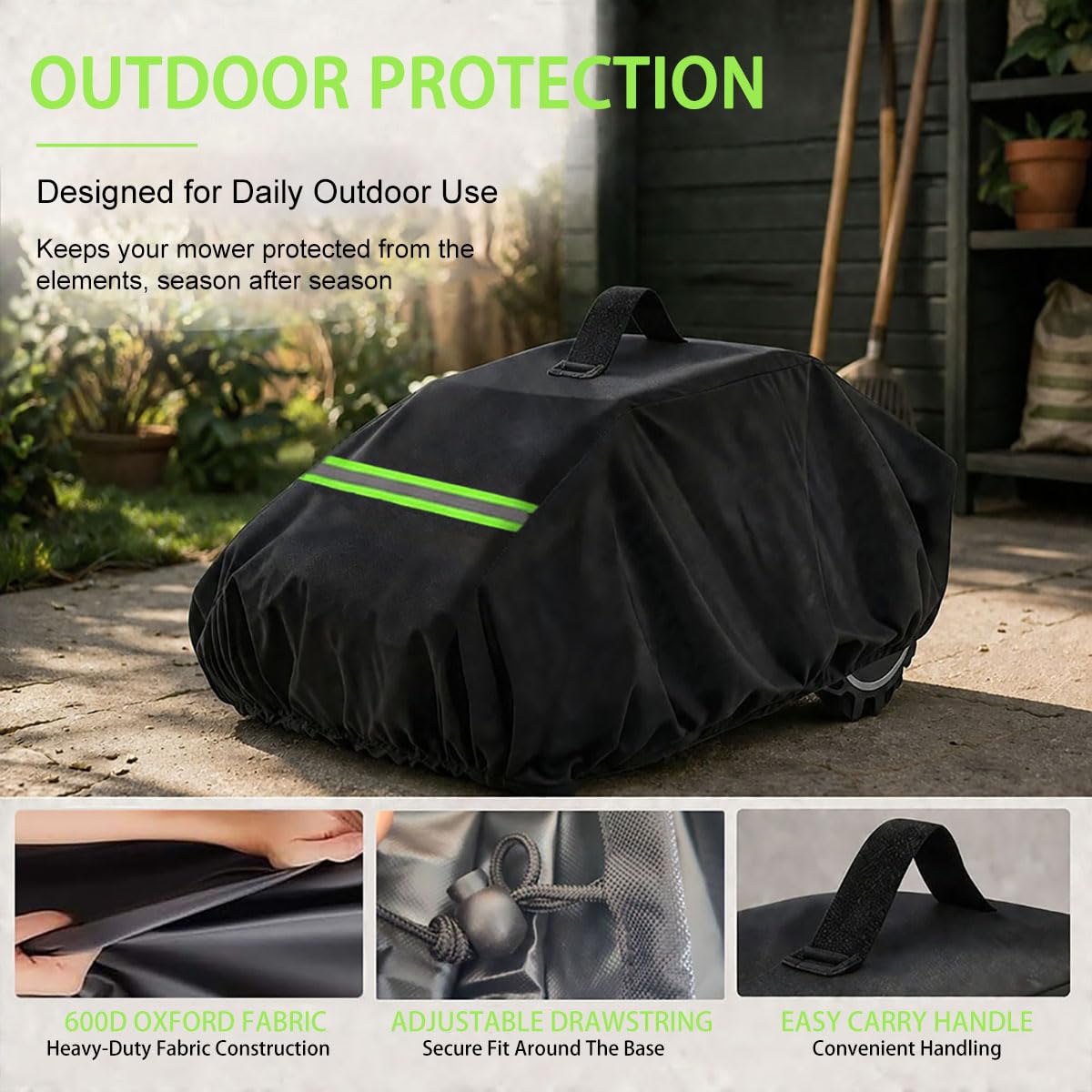 Funda para Robot Cortacésped para Greenworks Tools Optimow 7, Cubierta Protectora Impermeable Oxford 600D con Cordón