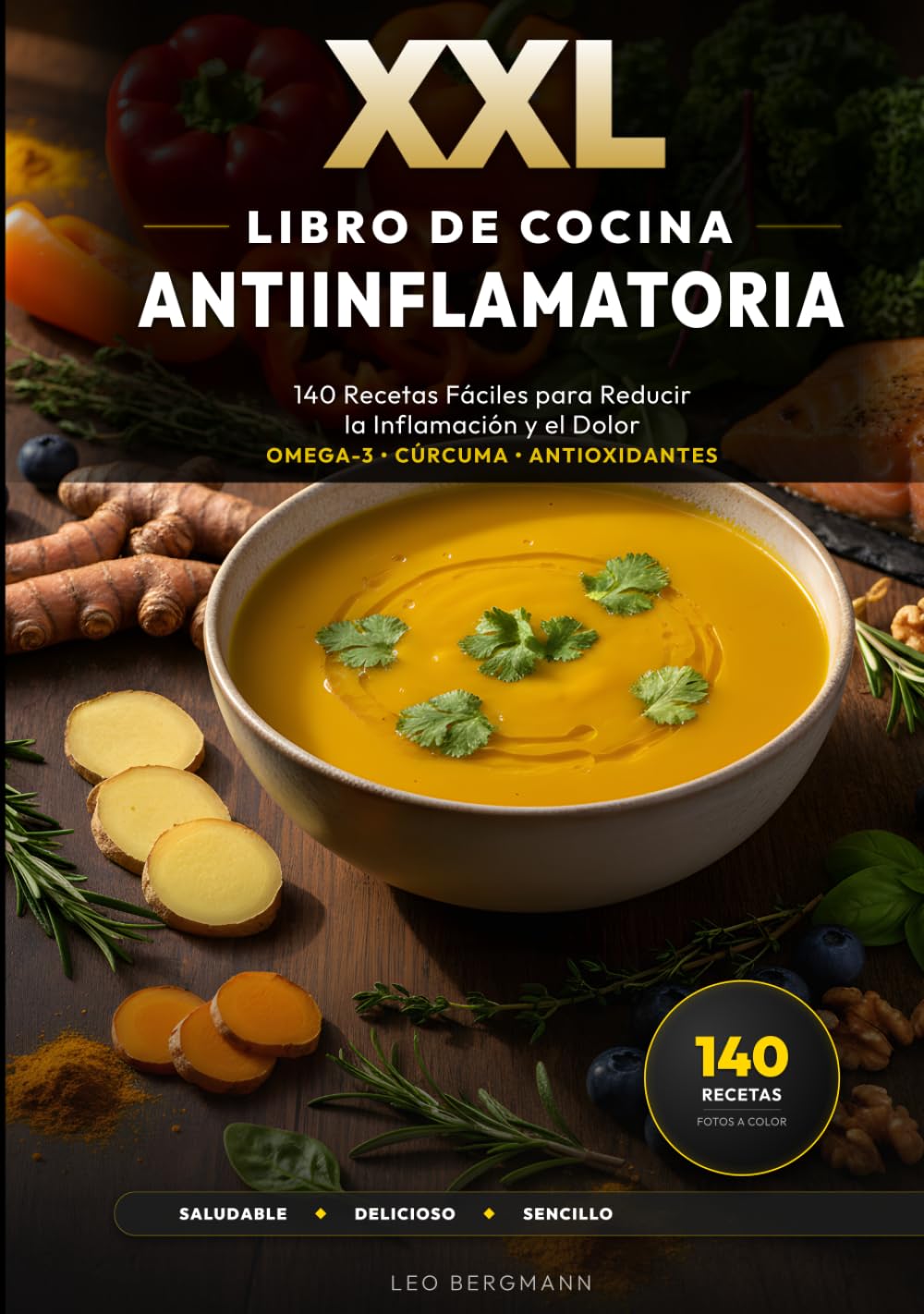 XXL Libro de Cocina Antiinflamatoria: 140 Recetas Fáciles para Reducir la Inflamación y el Dolor: Plan nutricional contra reuma y artrosis. Remedios ... y fotos a color. (Libros de Cocina XXL [ES])