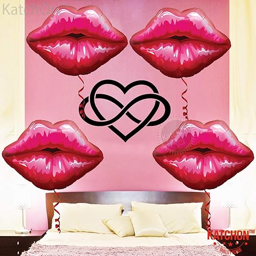 Miniatura 8 de Globos grandes de 12 piezas de oro rosa de 18 pulgadas  Globos de labios rojos para decoración de San Valentín  Globos metálicos de San Valentín de