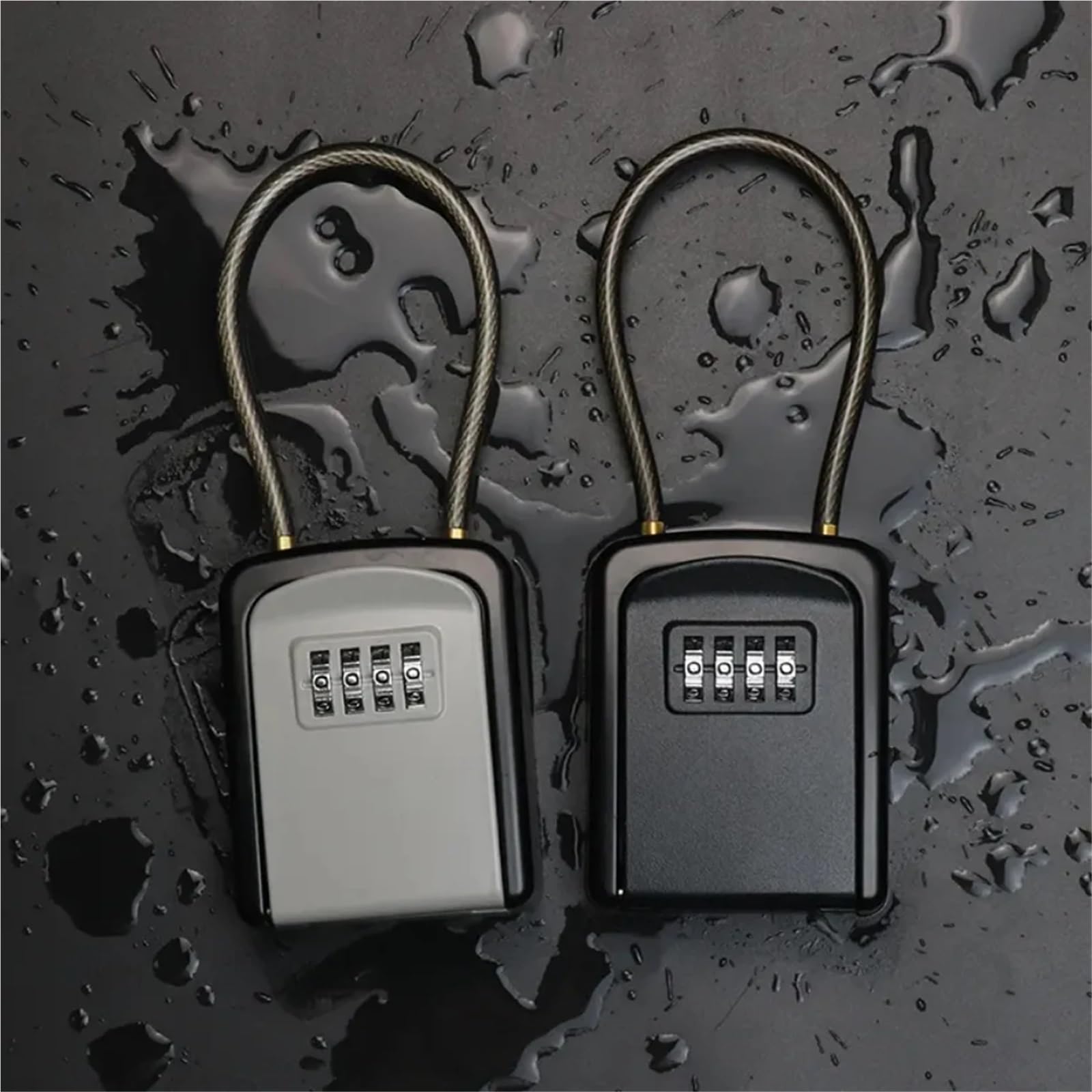 Schlüssel Schließfach Wasserdichter tragbarer Schlüsselkasten for außen und innen, Makler-Schließfach for Hausschlüssel, Kombinationsschlüsselversteck(Black Grey Alunimum)
