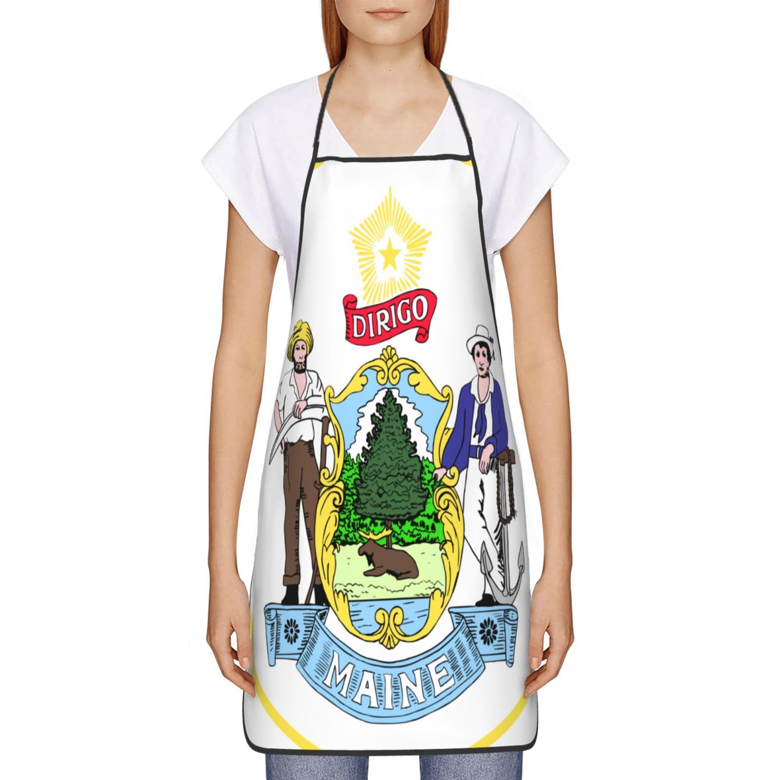 Tablier de cuisine unisexe avec drapeau et carte du Maine, doux et confortable pour homme et femme