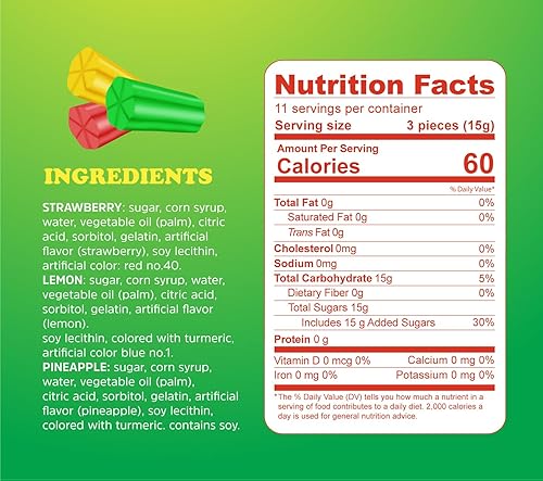 Miniatura 2 de Colombina Fruity Chews  Surtido de dulces masticables de frutas suaves  Sabores de naranja, uva, fresa, piña y manzana verde  Platos de dulces