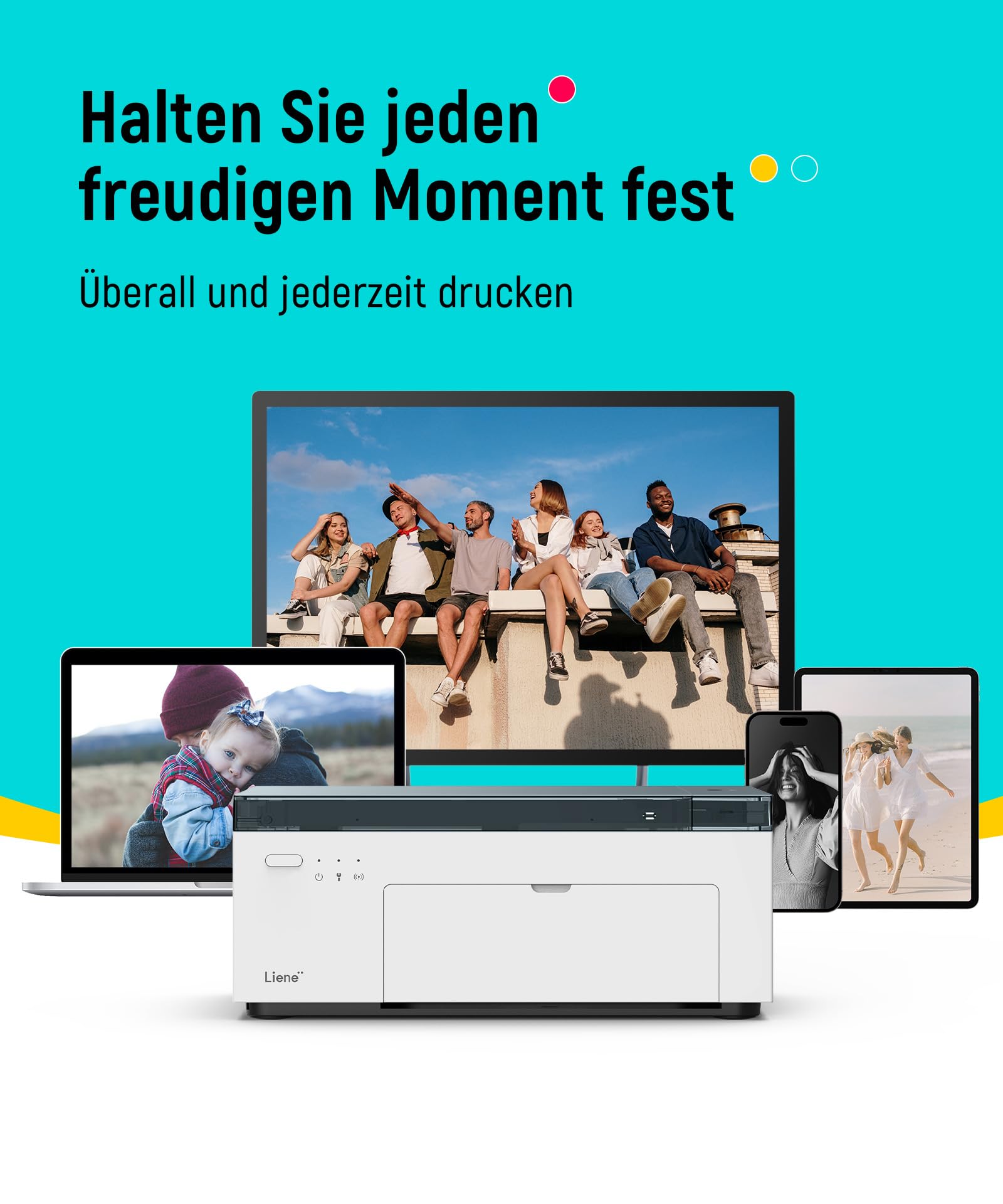 Liene Fotodrucker für Smartphone 10x15 cm WiFi 300DPI Farbsublimation Portable