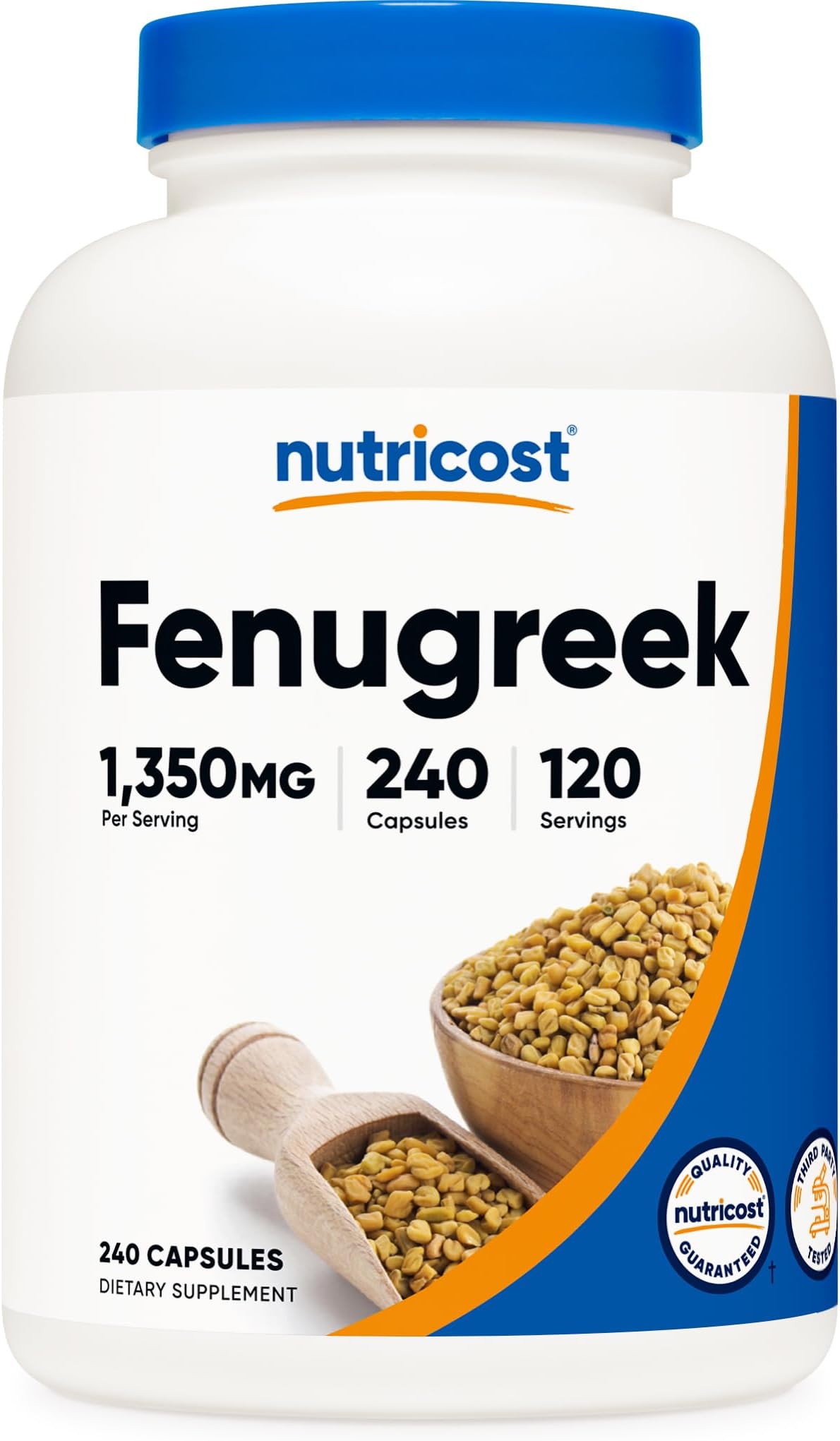 Fenugreek Seed 1350mg, 240 Capsules - Gluten Free, Non-GMO, 675mg Per Capsule