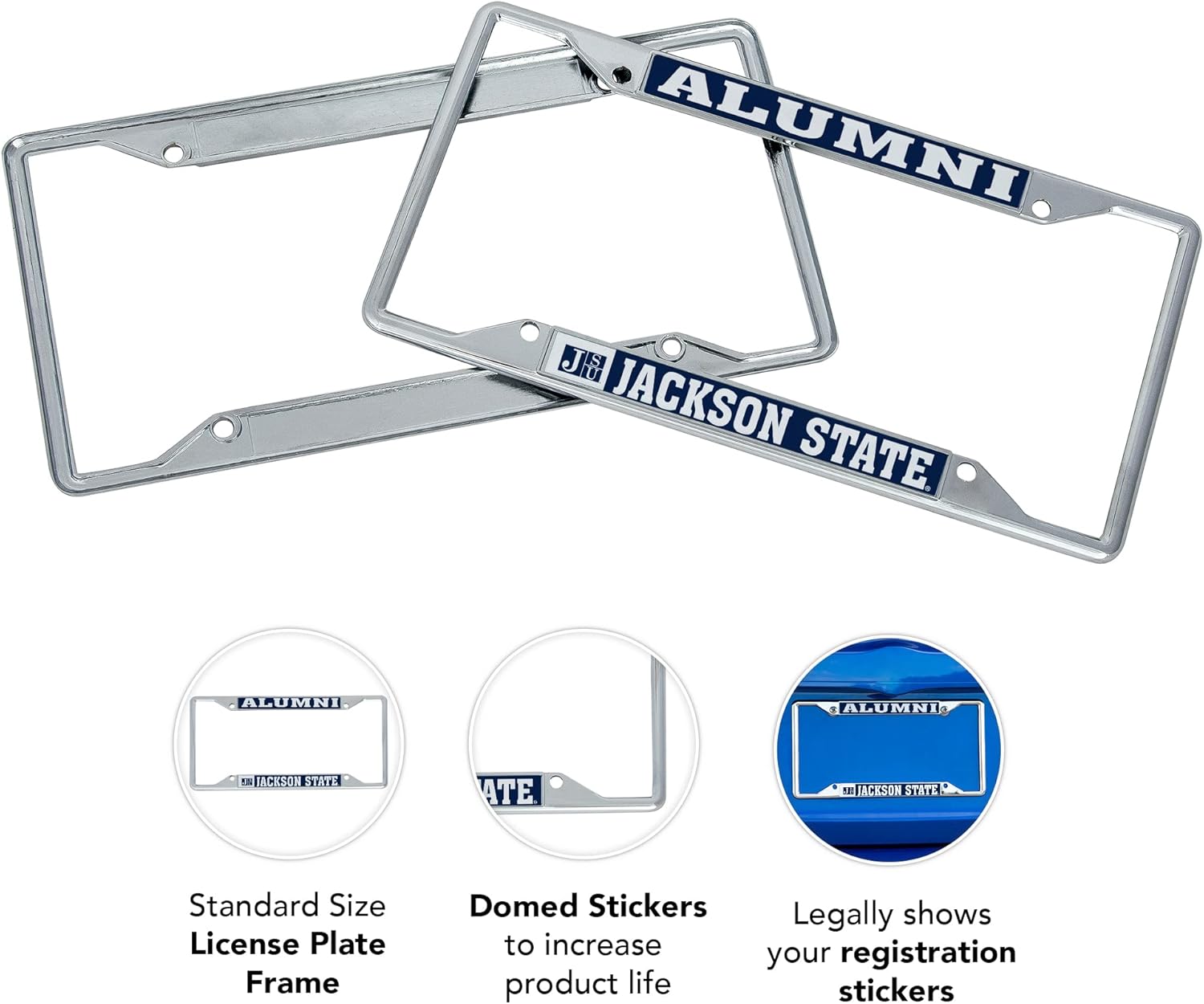 Desert Cactus Jackson State University Car Accessories Metal License Plate Frame for Front or Rear of Car (Alumni 2 Pack)