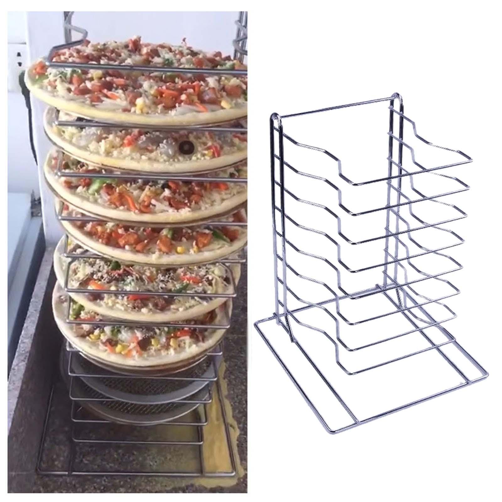 Qianly Support à Pizza en Acier Inoxydable, Gain de Place, Support de Rangement, Plateau de Table réutilisable, présentoir pour Restauration, Pique-Nique, Huit Couches