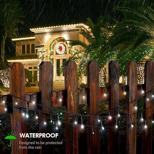 Miniatura 7 de FULLBELL Christmas Lights Black and White Christmas Decorations Black String Lights 33ft 100 LED Memory Controller,Christmas Tree Lights Extendable