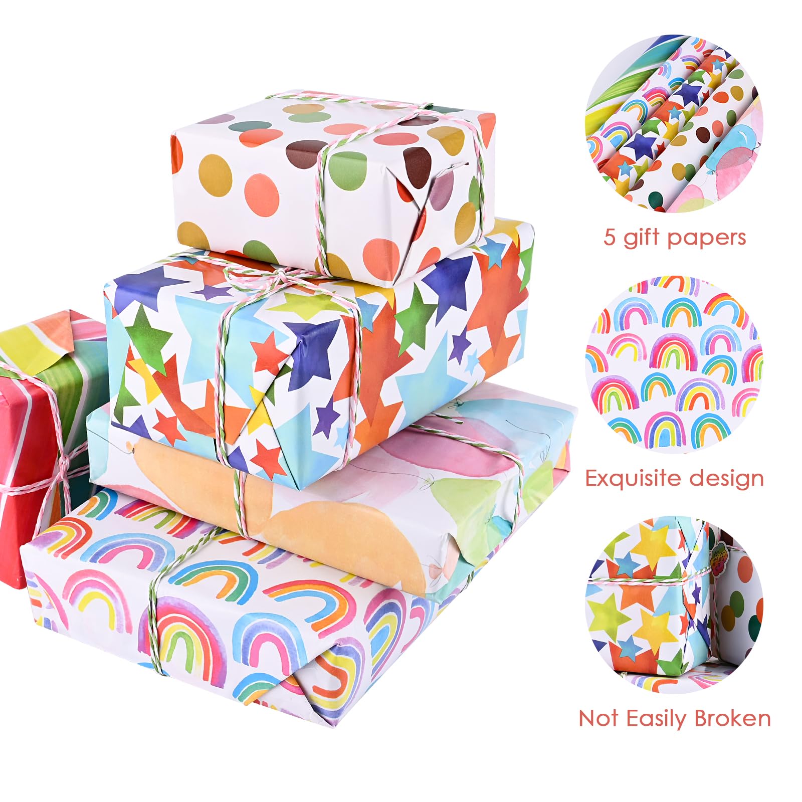 Lot De 5 Rouleaux De Papier Cadeau Kraft 1 X 5m - DZ