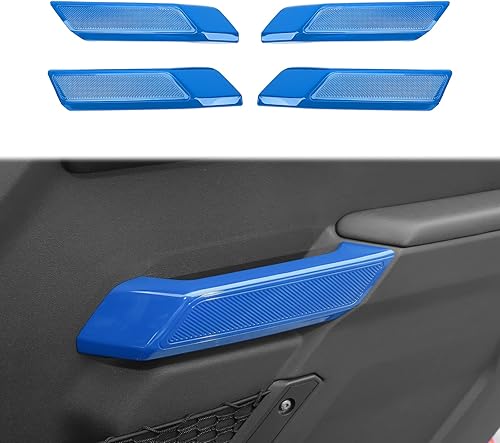 HTHE Funda para manija de puerta de automóvil para Ford Bronco, cubierta interior compatible con Ford Bronco 2021 + 4 puertas (ABS, azul)