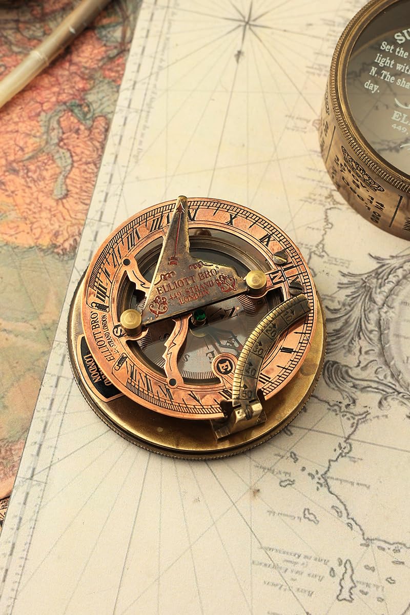 Snapklik.com : Vintage Compass NAVIGATIONAL Instrument - Marine Sundial ...