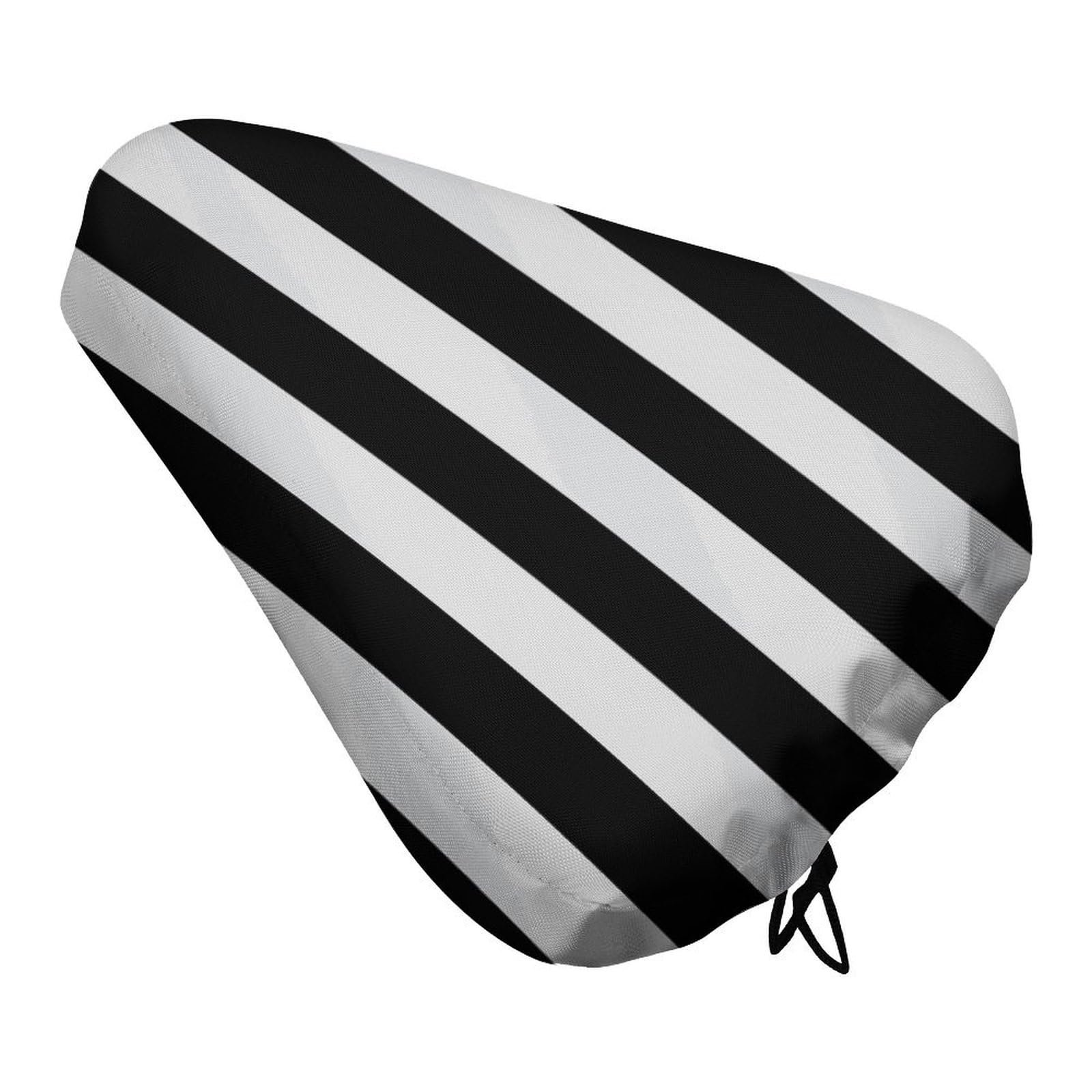 Black & White Stripe Bike Seat Cover for Men Women, Waterproof & Dustproof Bike Seat Cushion with Drawstring, Adjustable Bicycle Saddle Cover for Or Rain & Sun Protection