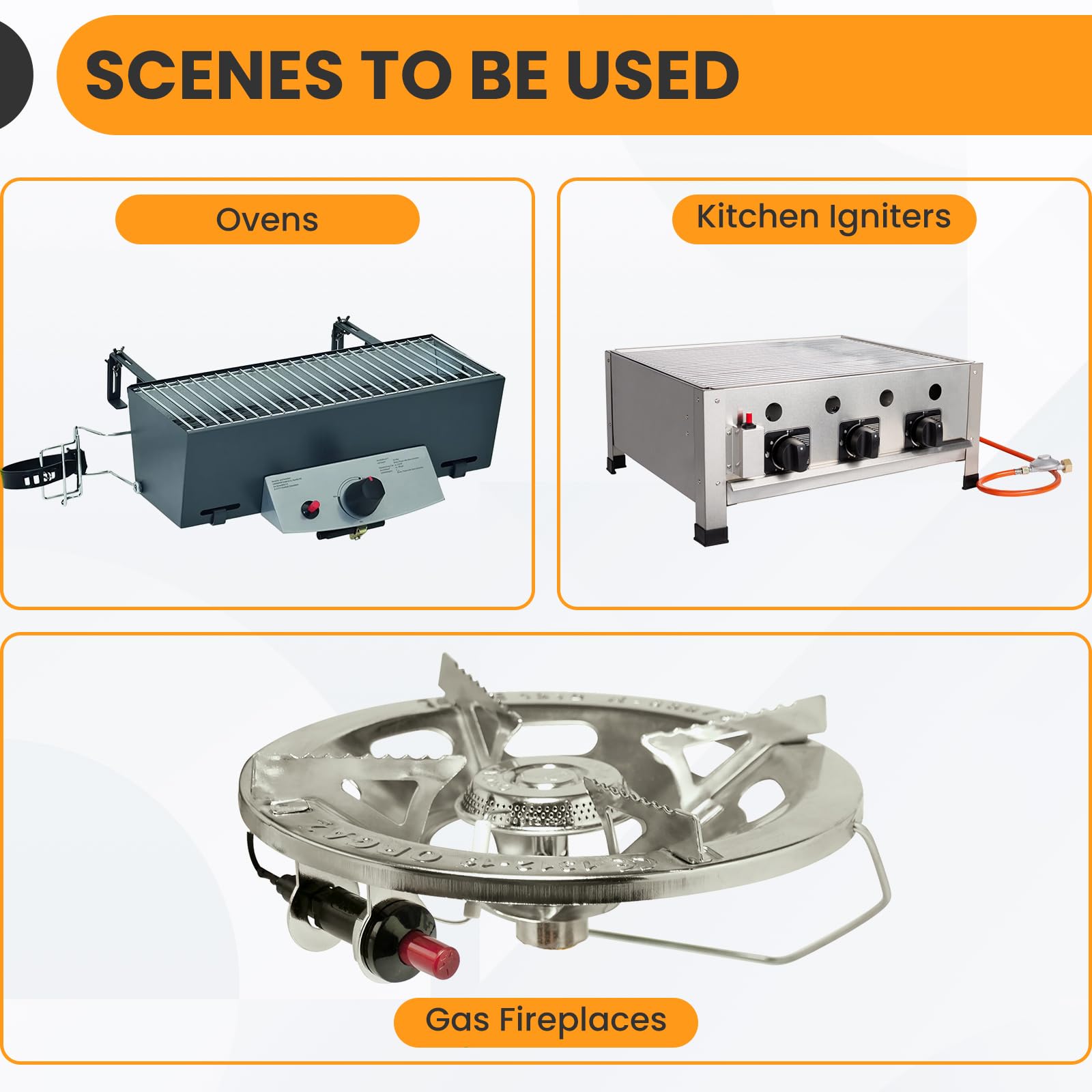 Grillzünder-Ersatz, 4er-Pack, Universal-Propangas-Piezozünder-Set für Gasgrill, Reichweite, Feuerstelle, Heizung, Herd, Spaker, Generator-Zünd-Set (99,1 cm Länge)