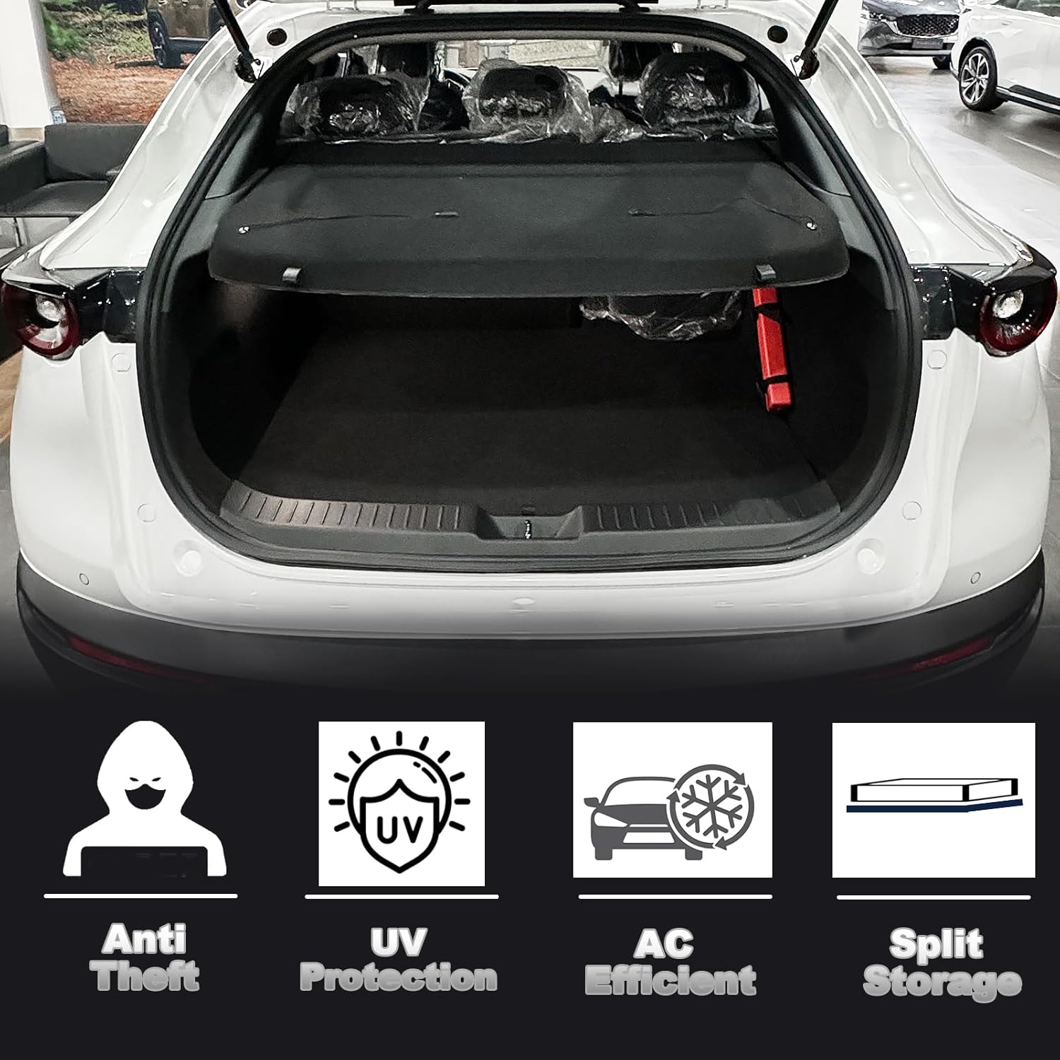 Compatible with Mazda CX30 CX-30 Accessories 2020-2025 Cargo Cover,Non-Retractable Trunk Cover Organizer Security Shielding Shade Tonneau Cover Luggage Cover Black