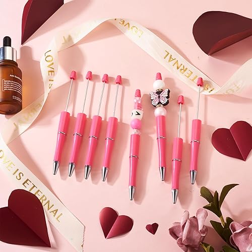 Miniatura 10 de Beadthoven - 20 bolígrafos de plástico con cuentas con eje de bolígrafo de tinta negra para manualidades, suministros de decoración de bolígrafos,