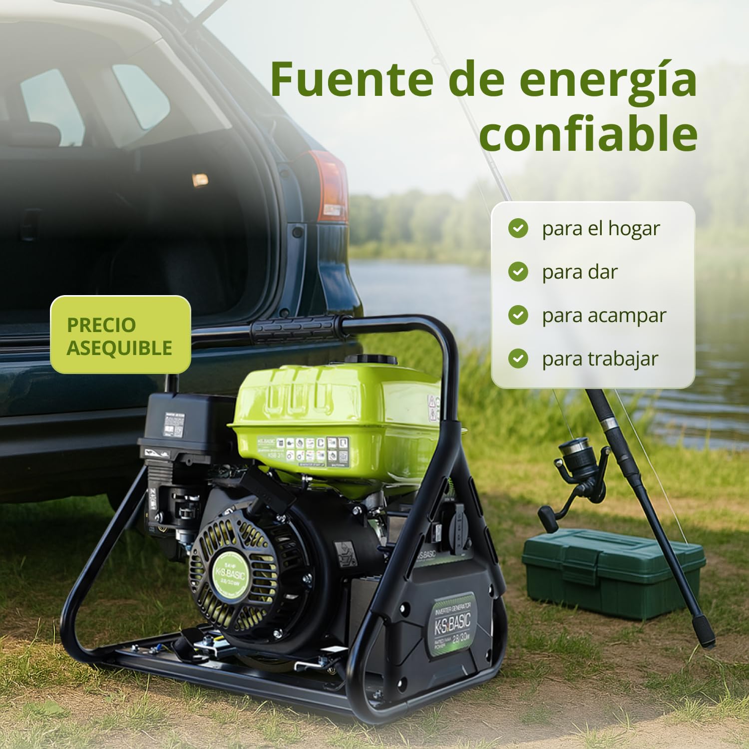 K&S Basic KSB 31i Generador inversor de 3,0 kW - Seguro para dispositivos sensibles - Generador de corriente de emergencia con estructura compacta - Generador inversor con bobinado de cobre
