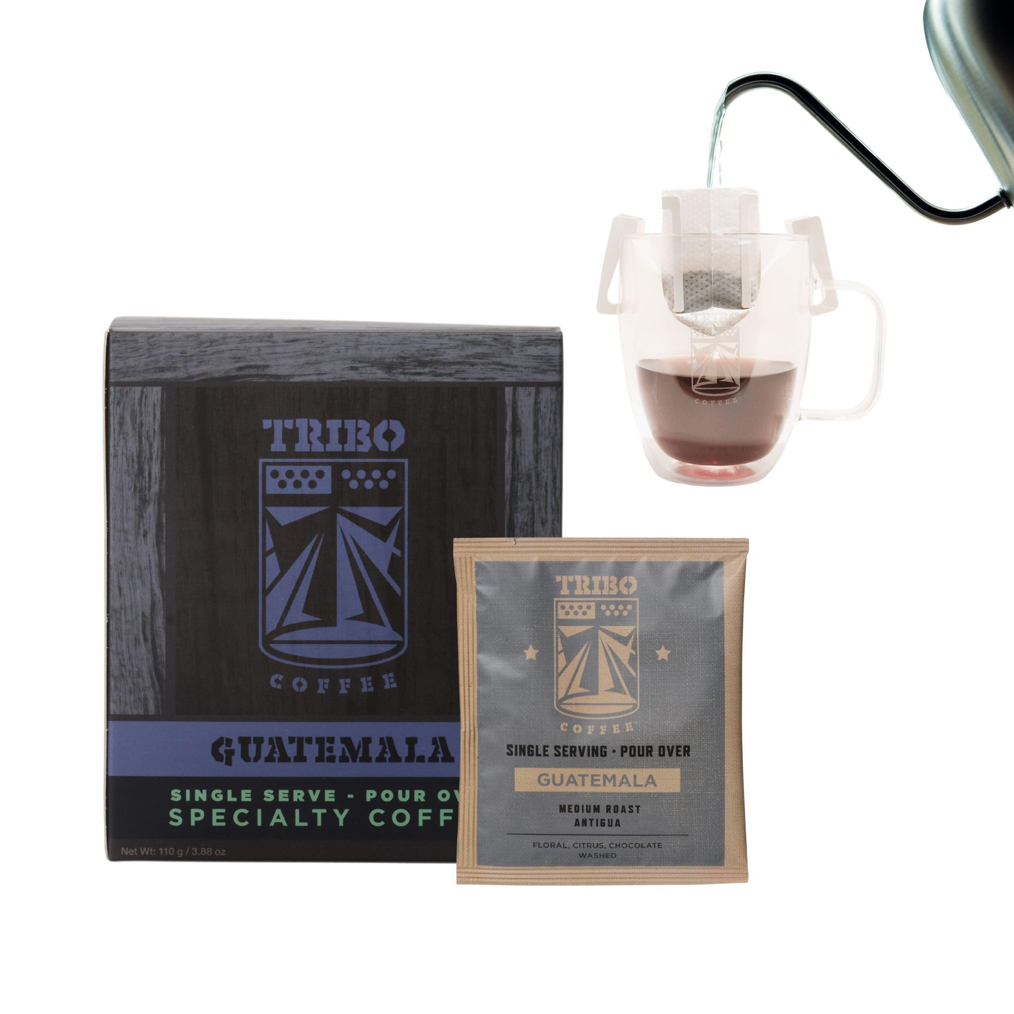 Coffee Single-Serve Portable Pour Over Drip Coffee - Guatemala Antigua - 10 Servings (Medium Roast)