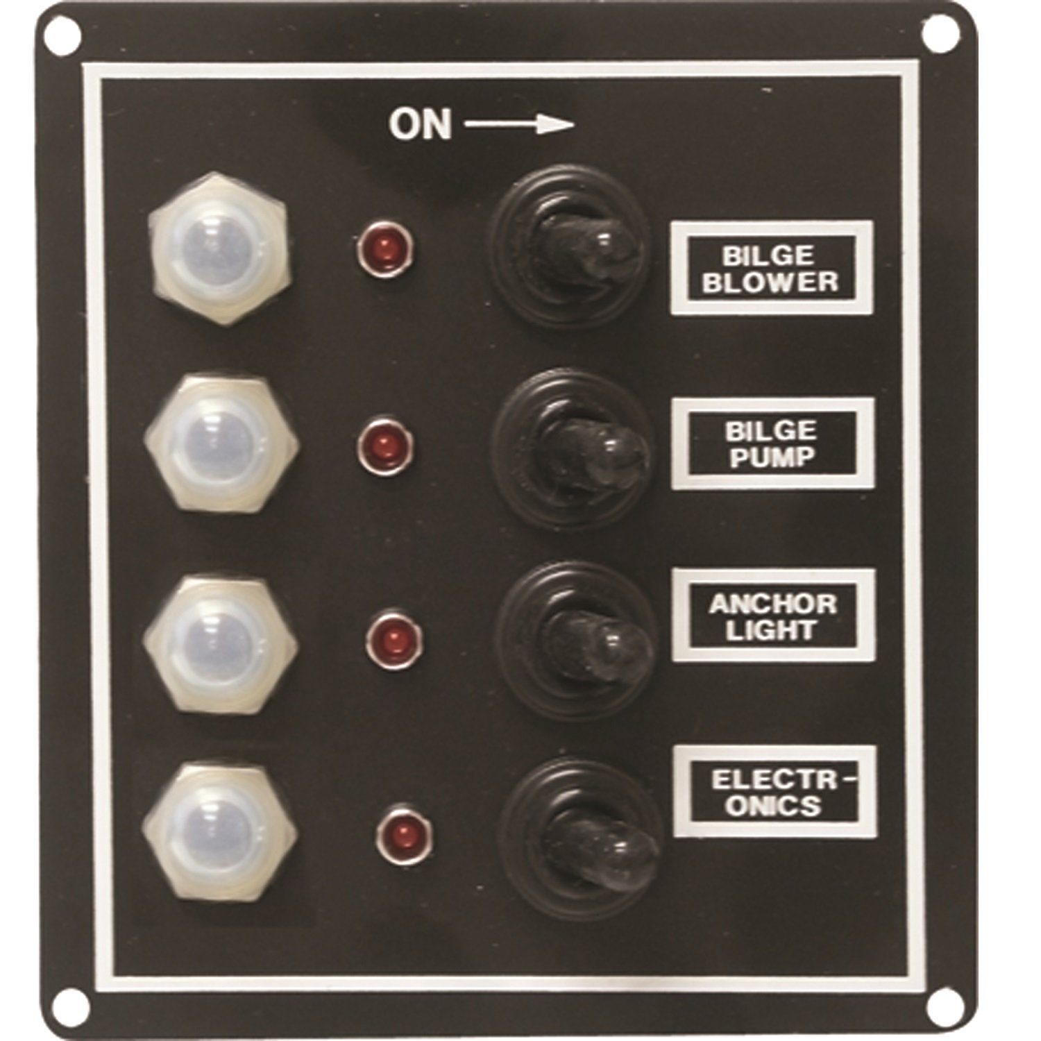 LED Switch Panel 4 Gang with Breaker and Rubber Boots,Black