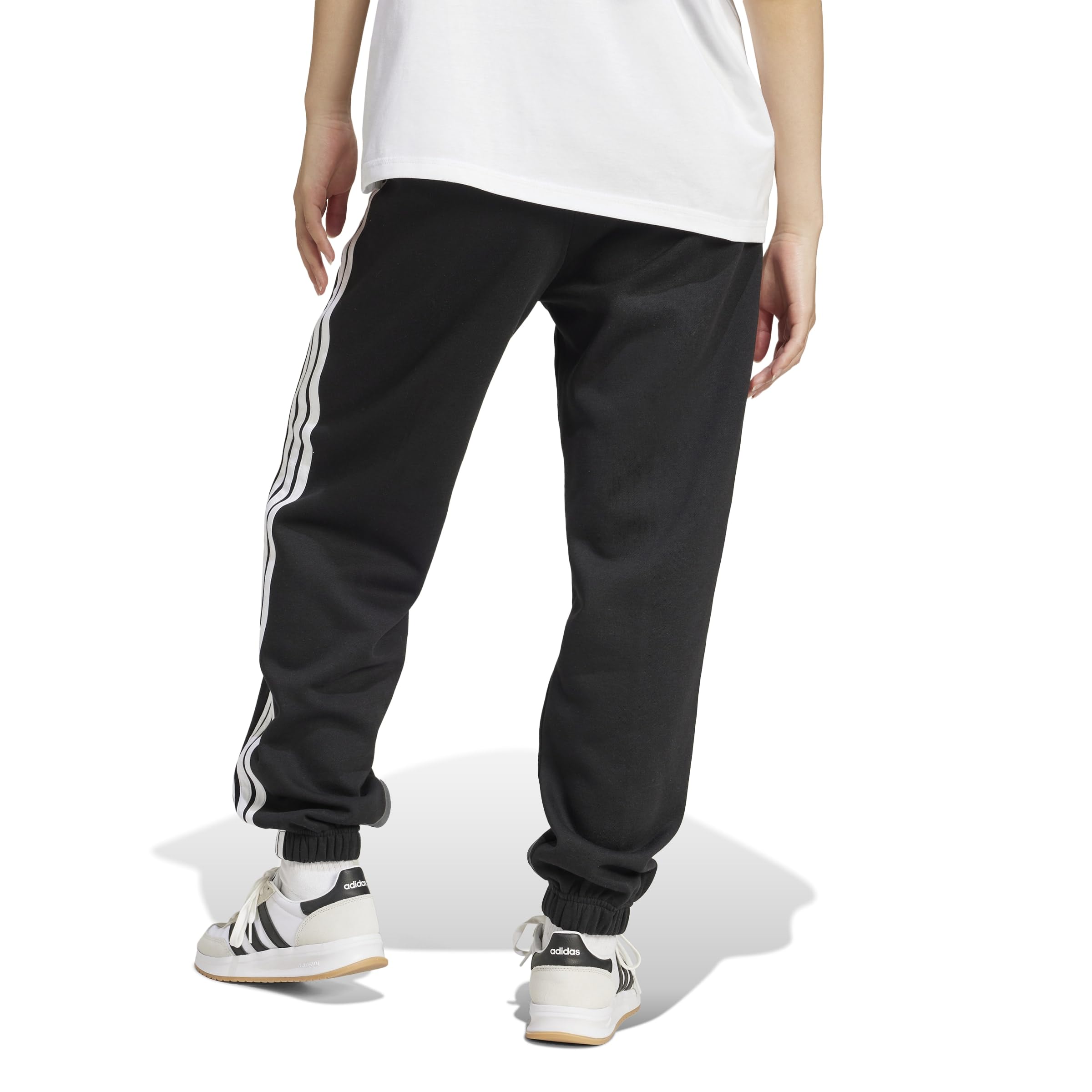 adidas ESSENTIALS 3-STRIPES FLEECE LOOSE PANTS - Spodnie golfowe Kobiety