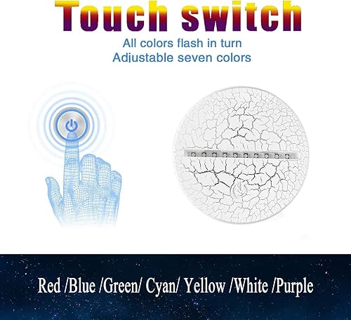 Miniatura 4 de Luz nocturna para niños y niñas, lámpara de noche 3D XXMANX 7 colores cambiantes táctil y control remoto, juguetes para niños, regalos de Navidad