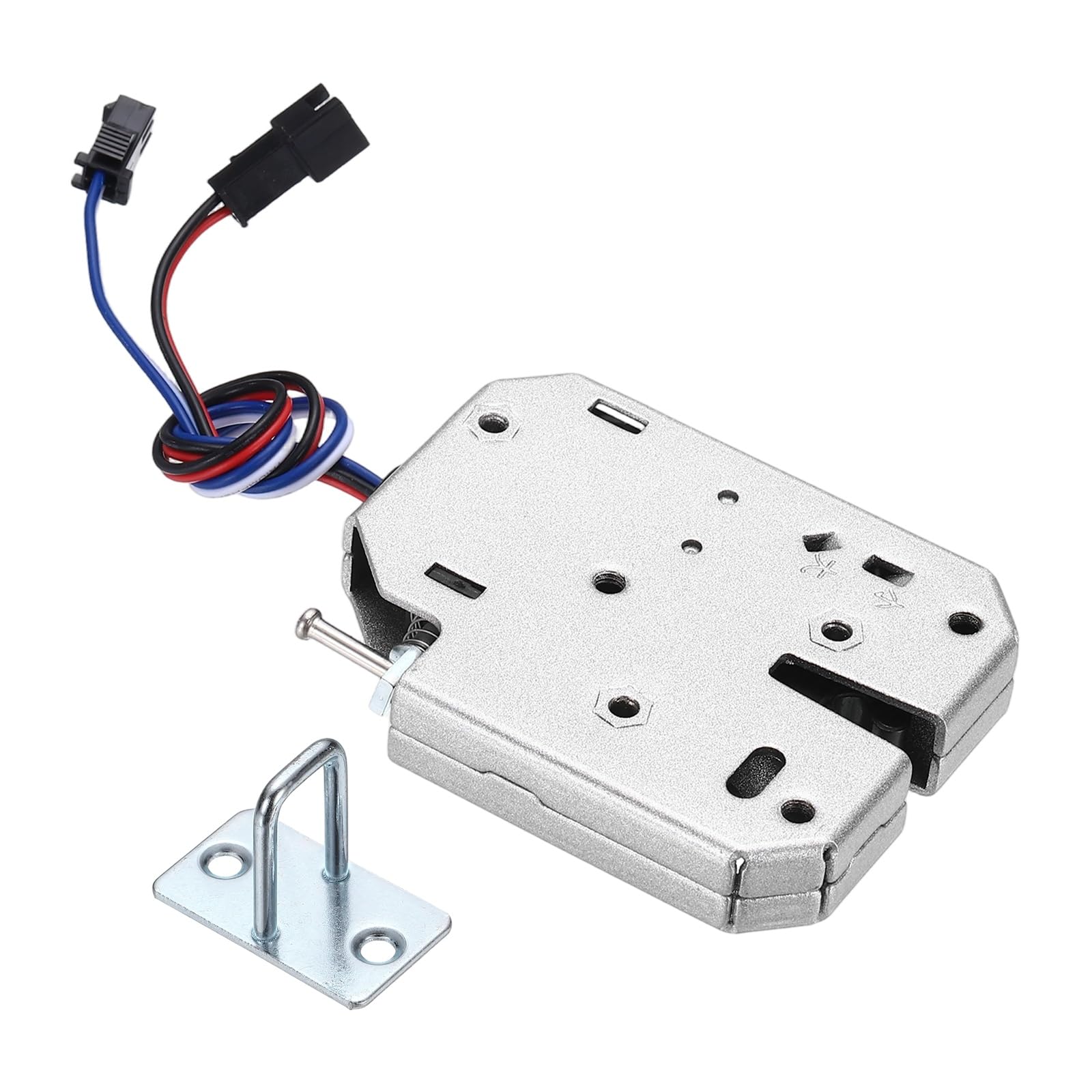 PATIKIL DC 12V 2A Solenoid Cabinet Electronic Spring Lock, (73 x 58 x 13mm, Silver) (1 Pcs), Electric Control Lock Suit for - Storage Drawers/Vending Machines/Mailboxes (4 Wires)
