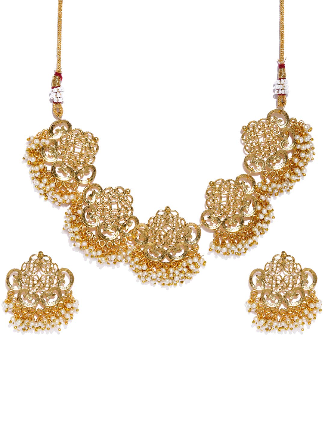 ZAVERI PEARLS Gold Tone Filigree Design Pearls Drop Necklace & Earring Set For Women-ZPFK18416 (B0DBQDBKCJ) Amazon Price History, Amazon Price Tracker