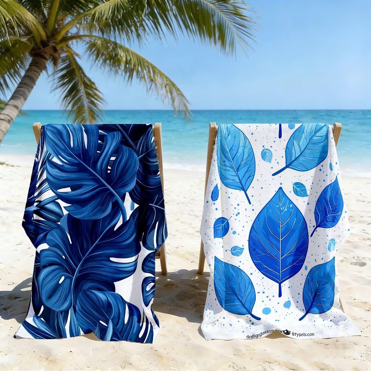 Toalla Playa 80x160 cm, Toalla Gimnasio Microfibra Secado Rapido, Juego de 2 Antiarena Toallas de Playa, Ligera Compacta Toallas Microfibra Grande para Viaje, Regalo Hombre Regalo Mujer (Hoja) -4275
