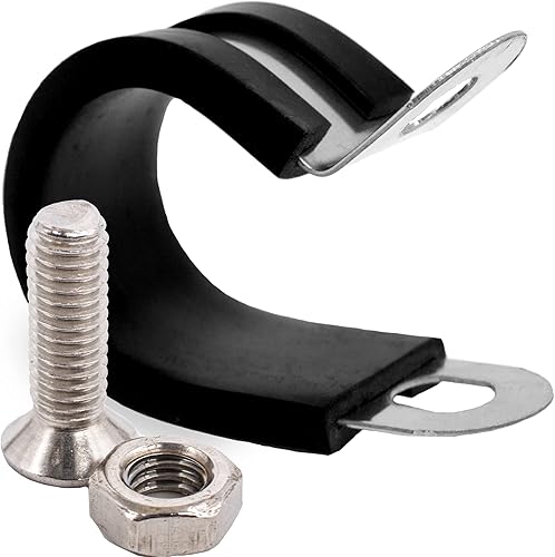 Phoenix Top-Notch Tools Paquete de 25 abrazaderas de tubo aisladas de goma de silicona negra de acero inoxidable 304 de 38 pulgadas para abrazaderas