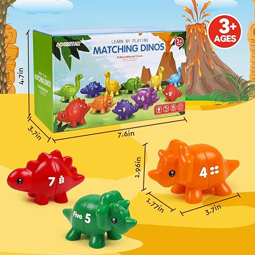 Miniatura 7 de Juego de aprendizaje educativo Montessori a juego de dinosaurios a juego, conteo de colores, clasificación de motricidad fina para niños y niñas de