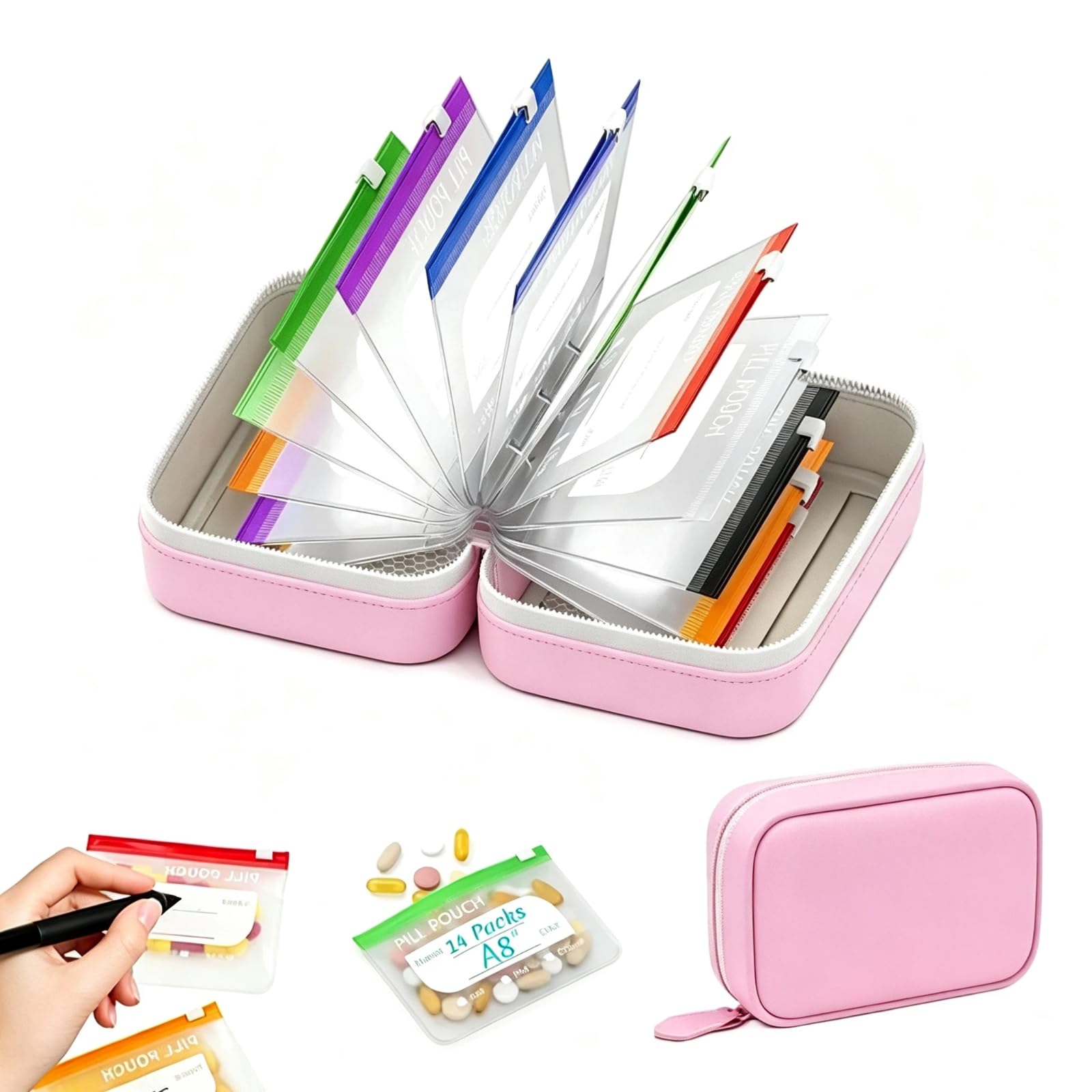 A8 Waterproof Pill Pouch Organizer Set for 7-14 Days Medication Storage (F)