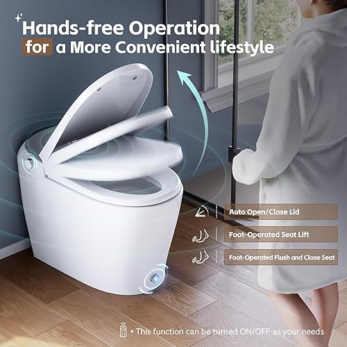 Miniatura 3 de Inodoro inteligente de lujo con tapa de apertura y cierre automático, asiento de inodoro calentado, agua caliente instantánea y secadora, inodoro