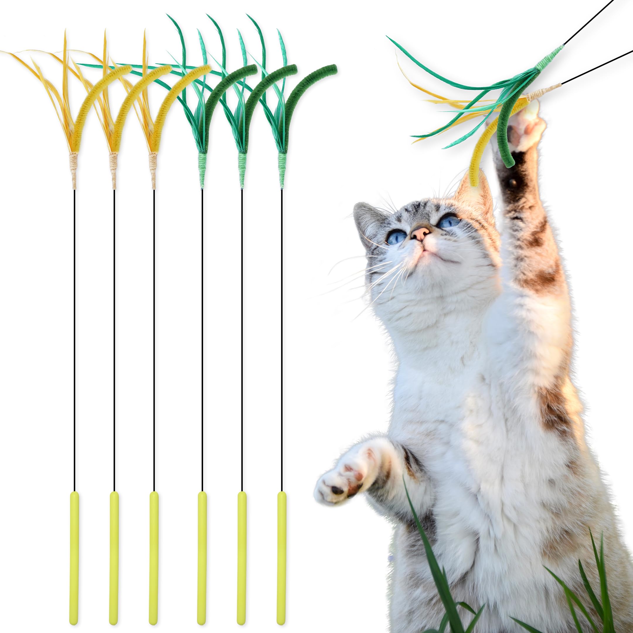 Amazon.co.jp: (Six Meow)猫じゃらし、猫おもちゃ、猫のお遊びススキ草 