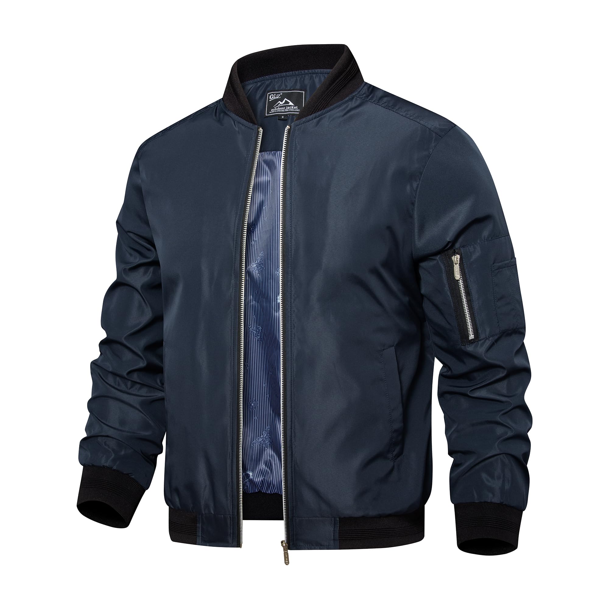 (XL) QLZ Men's Bomber Jackets Varsity Flight Jacket For Men Casual Lightweight Windbreaker Windproof Track Puffer Coat