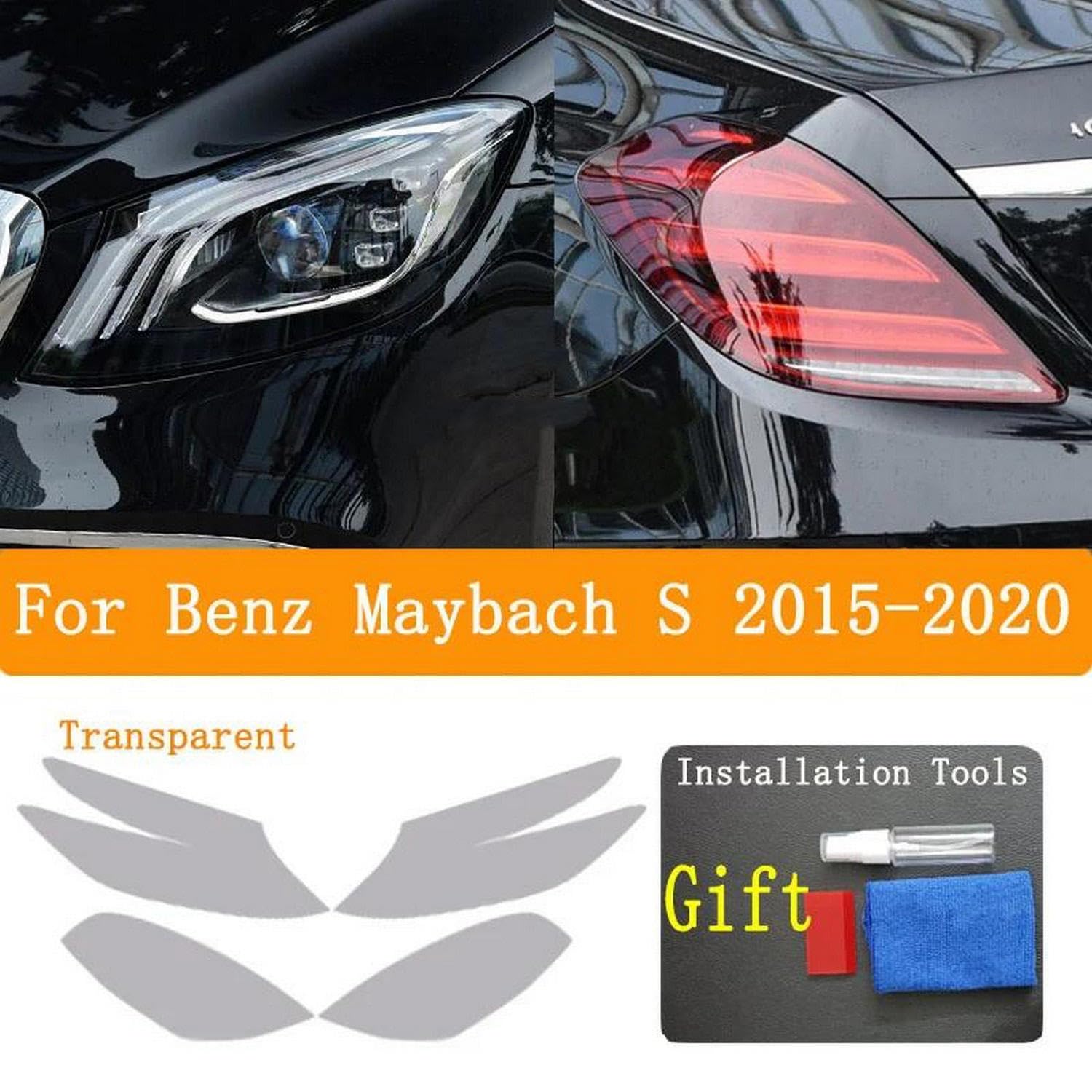 Reflektor samochodowy tylne światło folia ochronna reflektor winyl renowacja przezroczysta czarna naklejka na światło, do Benz Maybach S 2015-2020