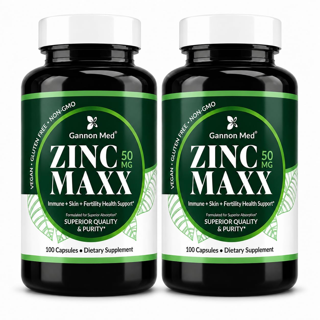 Zinc Gluconate 50mg Immune Support Supplement - High Absorption Capsules 100 Count (Pack of 2) Zinc Maxx