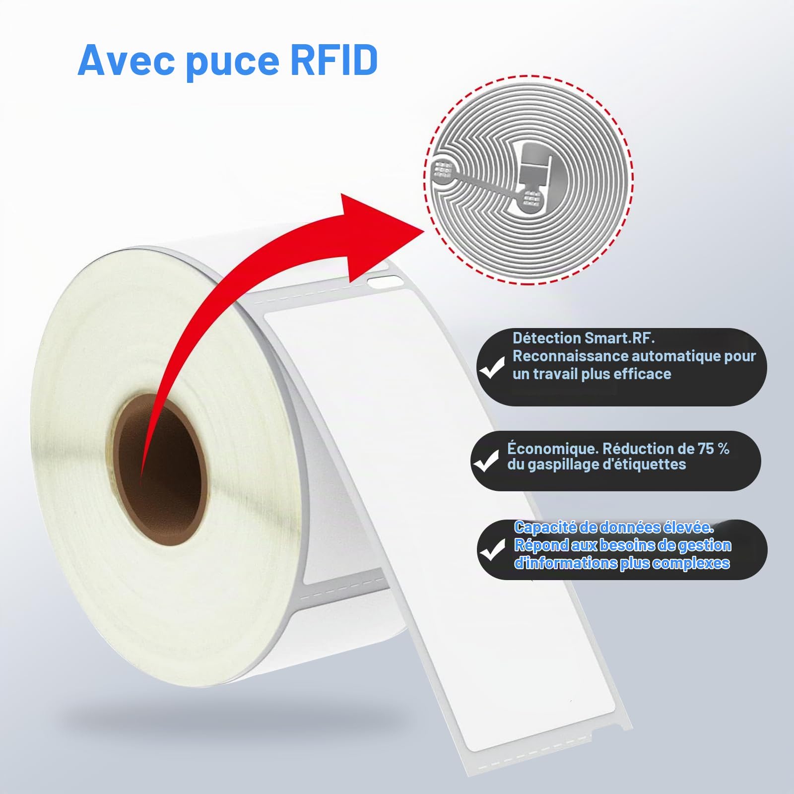 4 Rouleaux 99012 Étiquettes 36MM x 89 MM pour DYMO S0722400(Avec Chip)