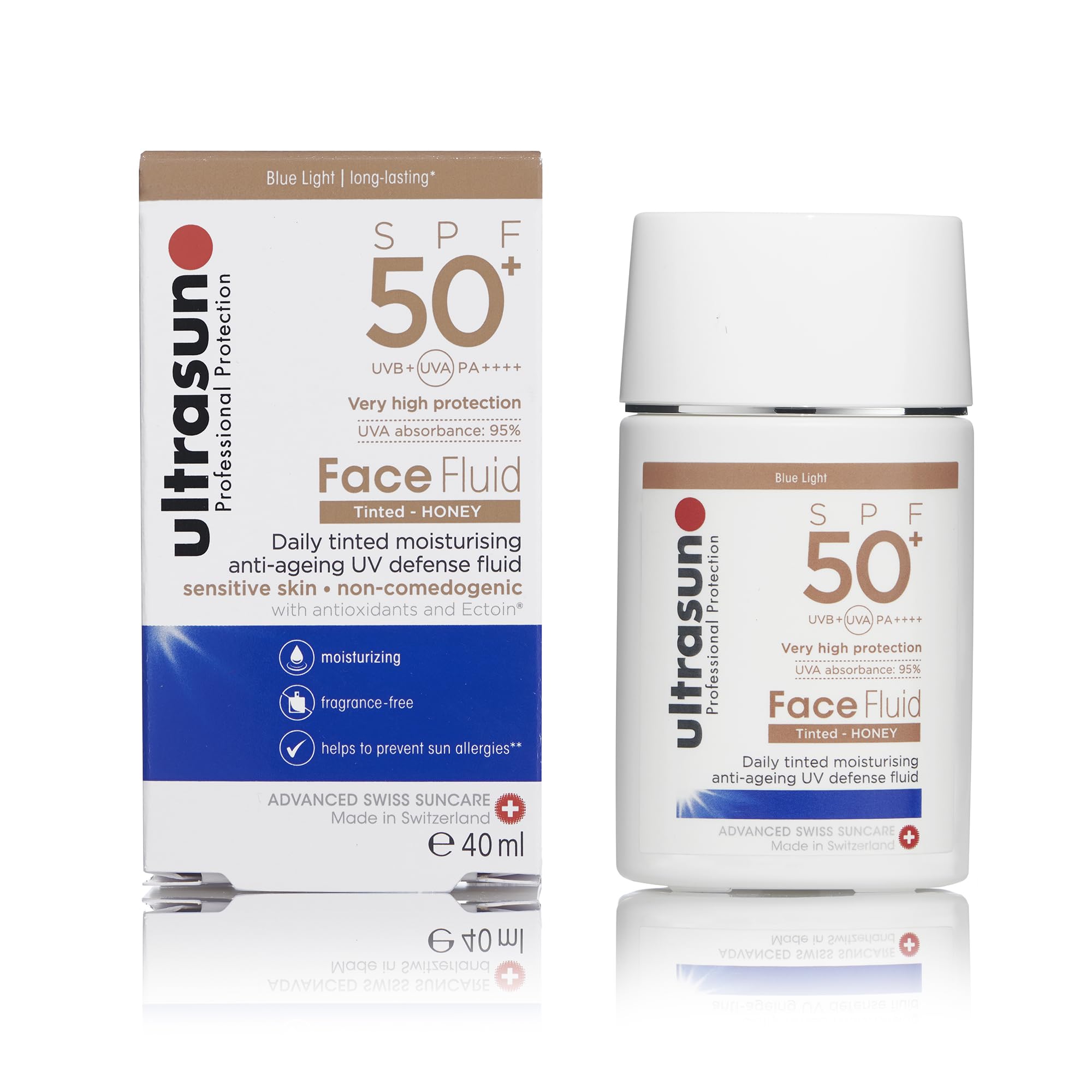 ultrasun Face Fluid Tinted-Honey Anti-Ageing SPF50+, 40 ml