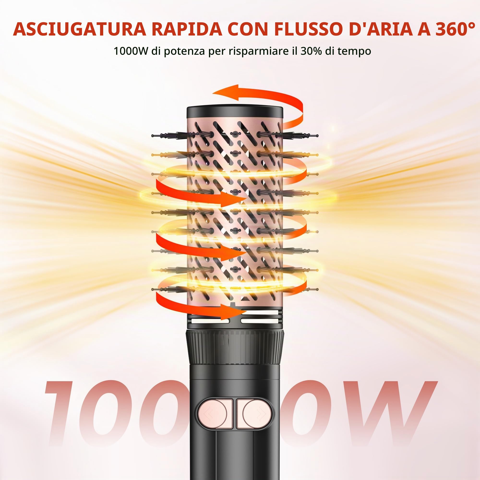 Hairstyle Airstyler 5 in 1 con spazzola rotante ad aria calda da 1000 W, spazzola per asciugacapelli, spazzola rotonda, arricciacapelli ad aria, spazzola per acconciature, styler multistyler per
